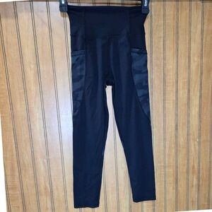 Zyia‎ Active Capri Leggings Black High Waisted Side Pockets Size 0